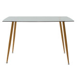 Tavolinë ngrënieje Chloe pakoworld xham gri e errët - këmbë natyrale 120x70x75cm