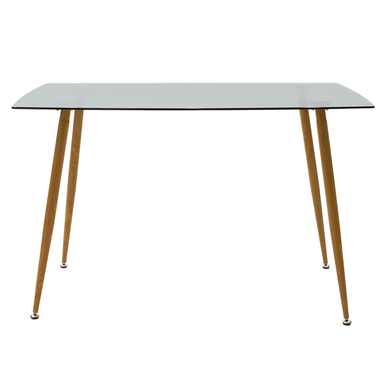Tavolinë ngrënieje Chloe pakoworld xham gri e errët - këmbë natyrale 120x70x75cm