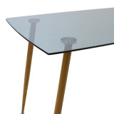 Tavolinë ngrënieje Chloe pakoworld xham gri e errët - këmbë natyrale 120x70x75cm