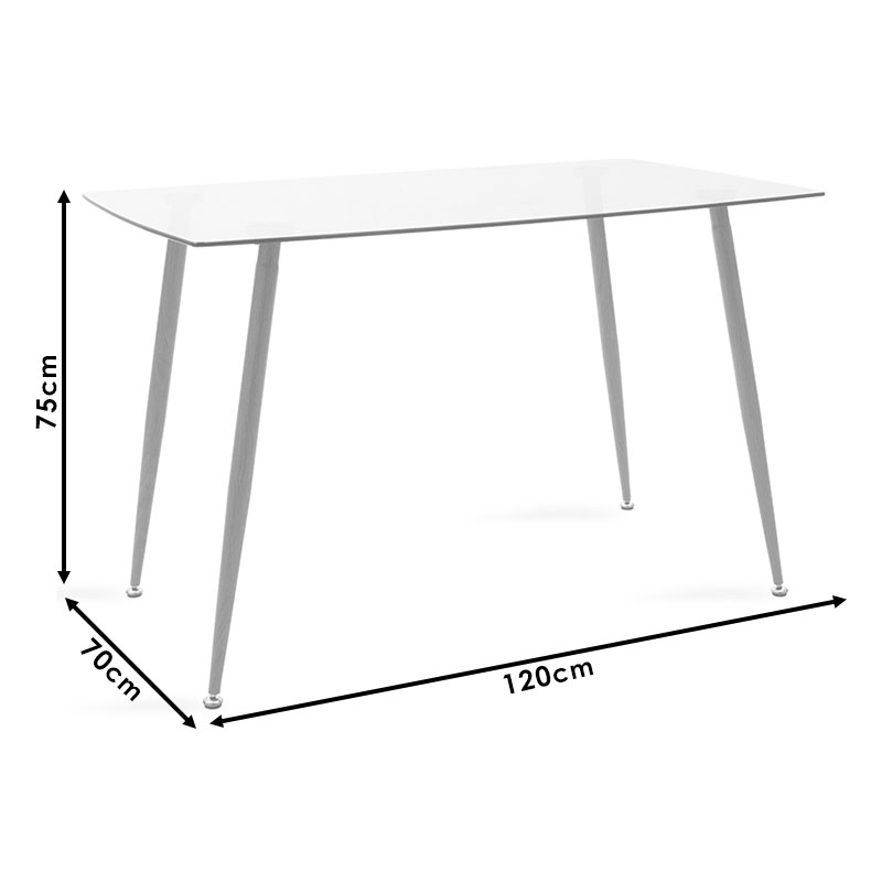 Tavolinë ngrënieje Chloe pakoworld xham gri e errët - këmbë natyrale 120x70x75cm
