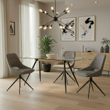 Tavolinë ngrënieje Astrid pakoworld xham 10mm këmbë të zeza 140x80x75cm