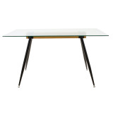 Tavolinë ngrënieje Astrid pakoworld xham 10mm këmbë të zeza 140x80x75cm