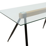 Tavolinë ngrënieje Astrid pakoworld xham 10mm këmbë të zeza 140x80x75cm