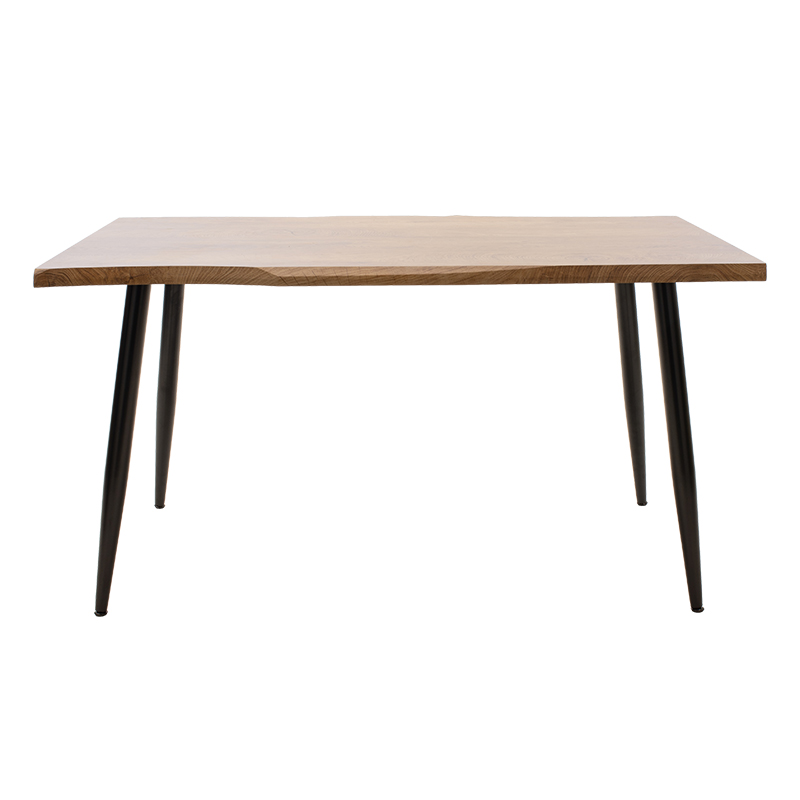 Tavolinë ngrënieje Neve pakoworld MDF arre - këmbë metalike të zeza 140x80x75cm