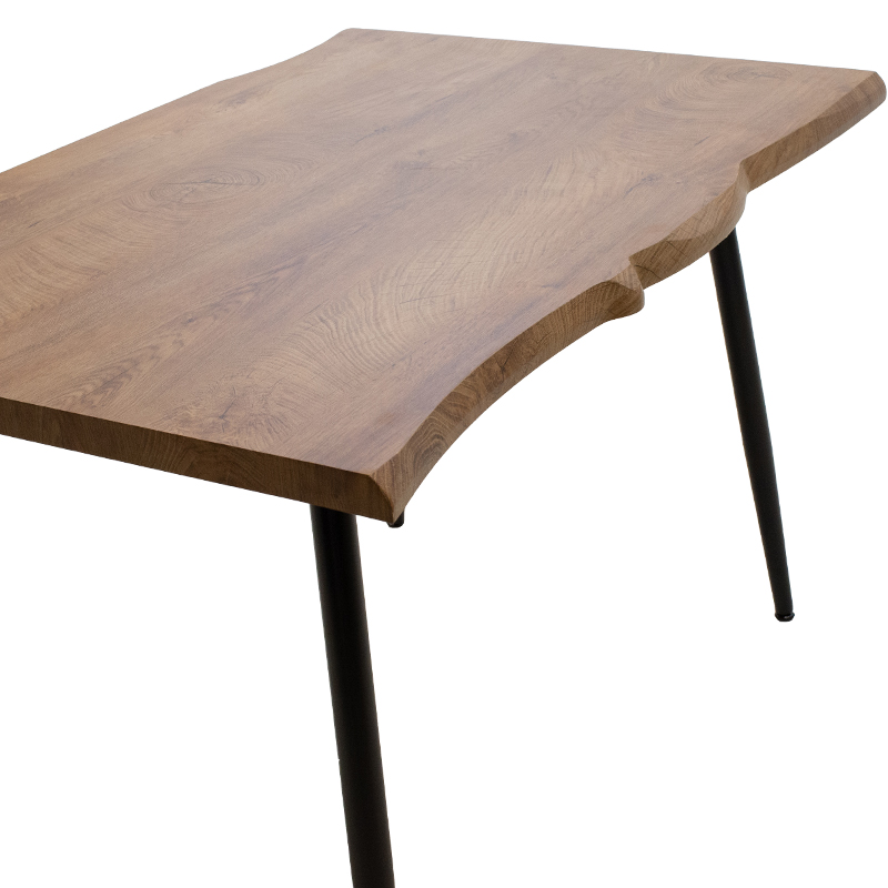 Tavolinë ngrënieje Neve pakoworld MDF arre - këmbë metalike të zeza 140x80x75cm