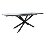 Tavolinë e zgjerueshme Palan pakoworld guri i sinterizuar me pamje mermeri-metal i zi 160-200x80x77cm