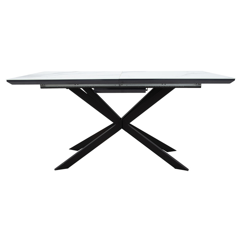 Tavolinë e zgjerueshme Palan pakoworld guri i sinterizuar me pamje mermeri-metal i zi 160-200x80x77cm
