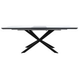 Tavolinë e zgjerueshme Palan pakoworld guri i sinterizuar me pamje mermeri-metal i zi 160-200x80x77cm