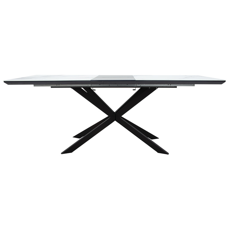Tavolinë e zgjerueshme Palan pakoworld guri i sinterizuar me pamje mermeri-metal i zi 160-200x80x77cm