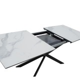 Tavolinë e zgjerueshme Palan pakoworld guri i sinterizuar me pamje mermeri-metal i zi 160-200x80x77cm