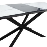 Tavolinë e zgjerueshme Palan pakoworld guri i sinterizuar me pamje mermeri-metal i zi 160-200x80x77cm