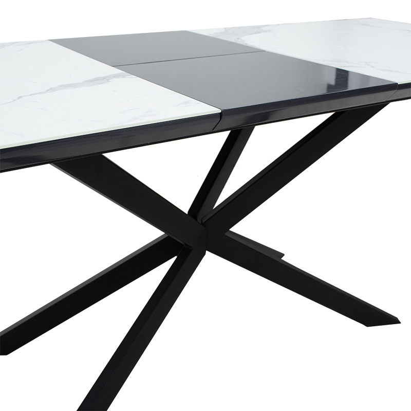 Tavolinë e zgjerueshme Palan pakoworld guri i sinterizuar me pamje mermeri-metal i zi 160-200x80x77cm