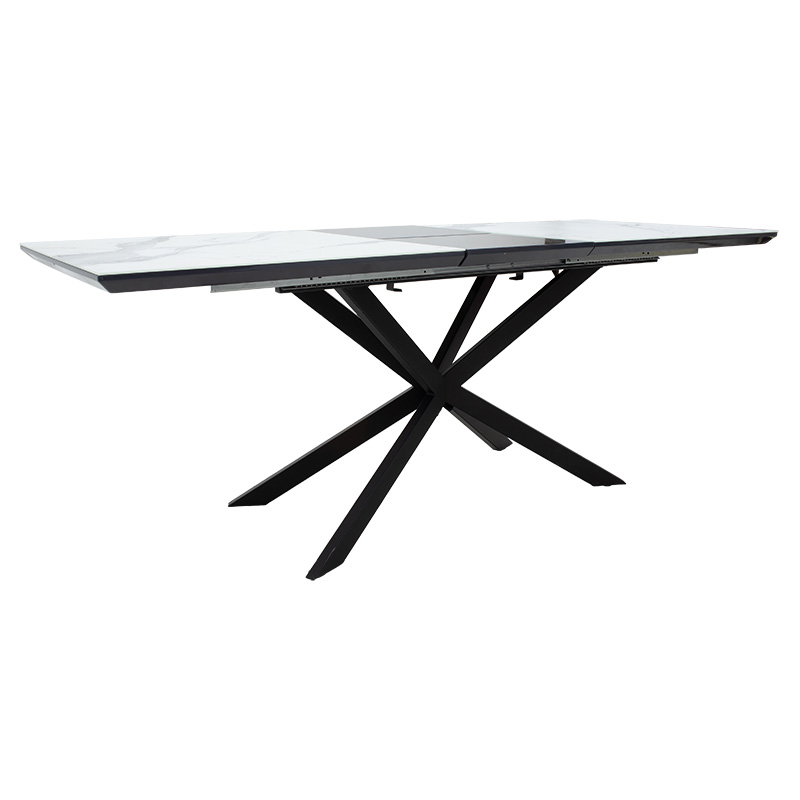 Tavolinë e zgjerueshme Palan pakoworld guri i sinterizuar me pamje mermeri-metal i zi 160-200x80x77cm