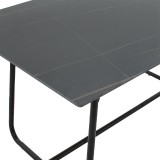 Tavolinë ngrënieje Revello pakoworld gur i sinterizuar mermer i zi - dizajn këmbe metalike e zezë 150x90x75cm