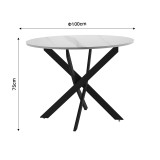 Tavolinë ngrënieje Dammero pakoworld mdf në ngjyrë gri të errët dhe këmbë metalike të zezë D100x75cm
