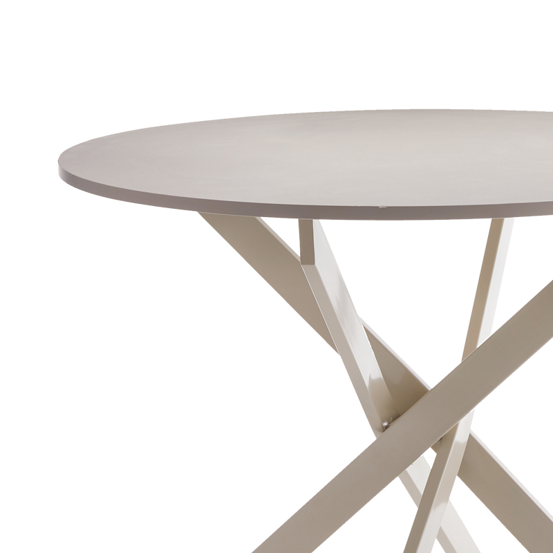 Tavolinë Dammero pakoworld mdf krem - këmbë metalike krem D100x75cm