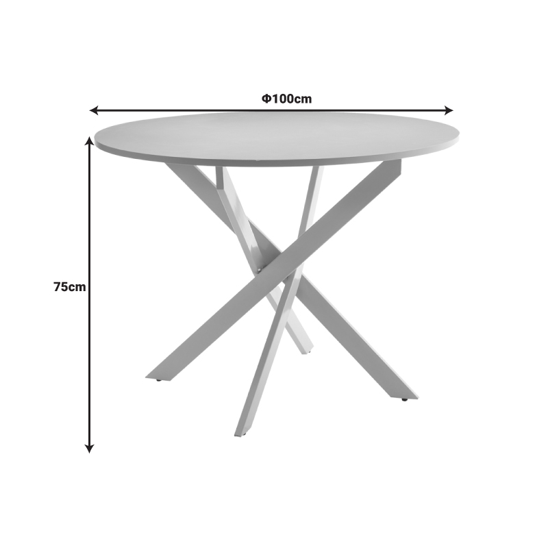 Tavolinë Dammero pakoworld mdf krem - këmbë metalike krem D100x75cm