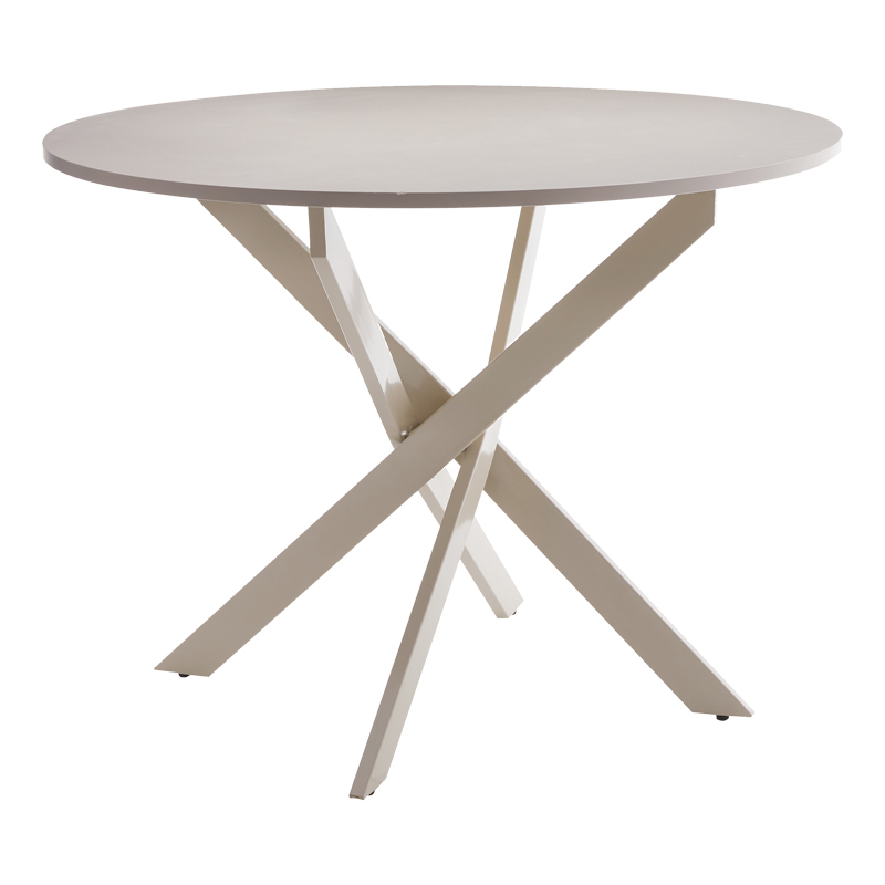 Tavolinë Dammero pakoworld mdf krem - këmbë metalike krem D100x75cm