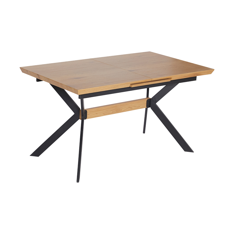 Jessamy pakoworld tavolinë e zgjerueshme MDF 43mm në nuancë natyrale dhe këmbë metalike të zeza 160/200x90x76cm