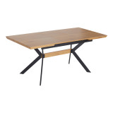 Jessamy pakoworld tavolinë e zgjerueshme MDF 43mm në nuancë natyrale dhe këmbë metalike të zeza 160/200x90x76cm