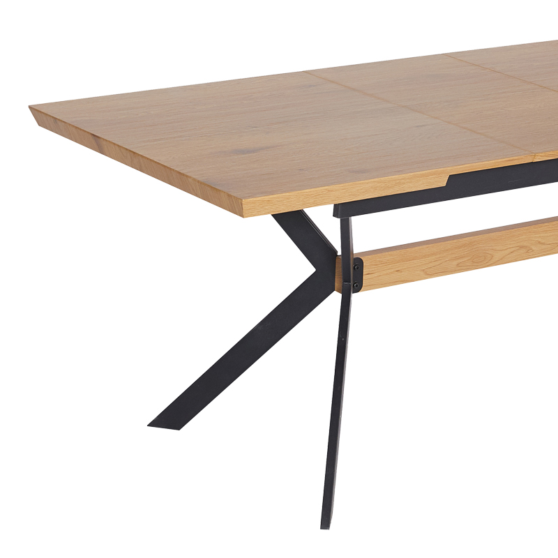 Jessamy pakoworld tavolinë e zgjerueshme MDF 43mm në nuancë natyrale dhe këmbë metalike të zeza 160/200x90x76cm