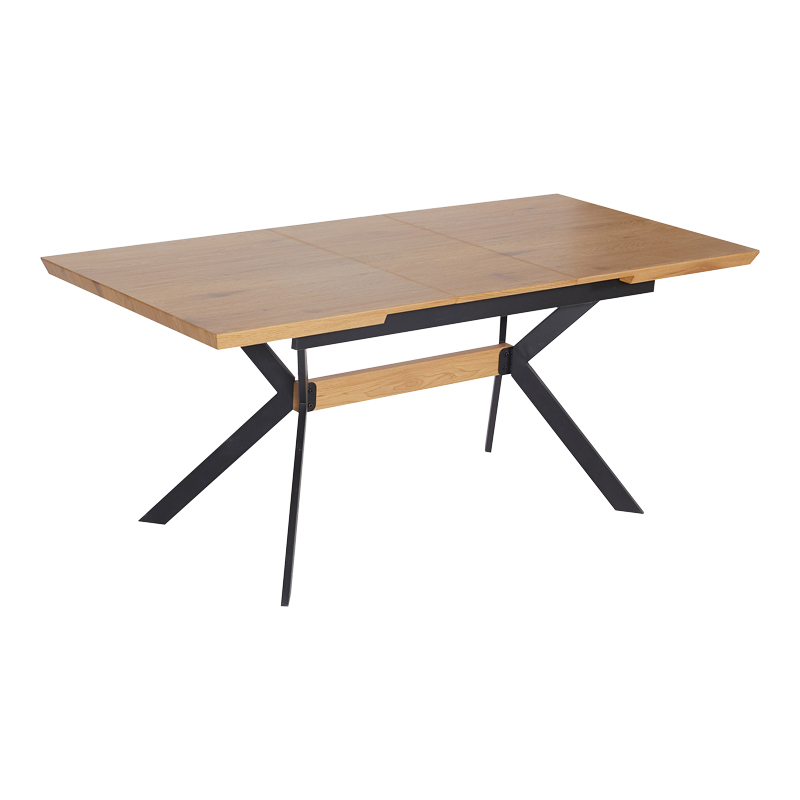 Jessamy pakoworld tavolinë e zgjerueshme MDF 43mm në nuancë natyrale dhe këmbë metalike të zeza 160/200x90x76cm
