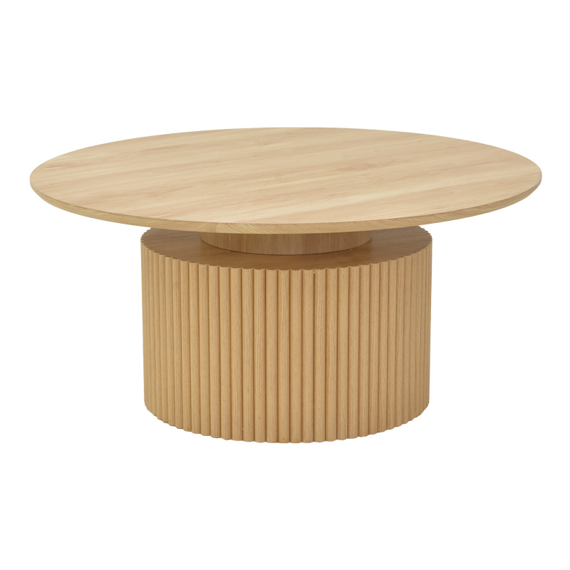 Tavolinë kafeje Opols pakoworld mdf në nuancë natyrale Φ90x42cm