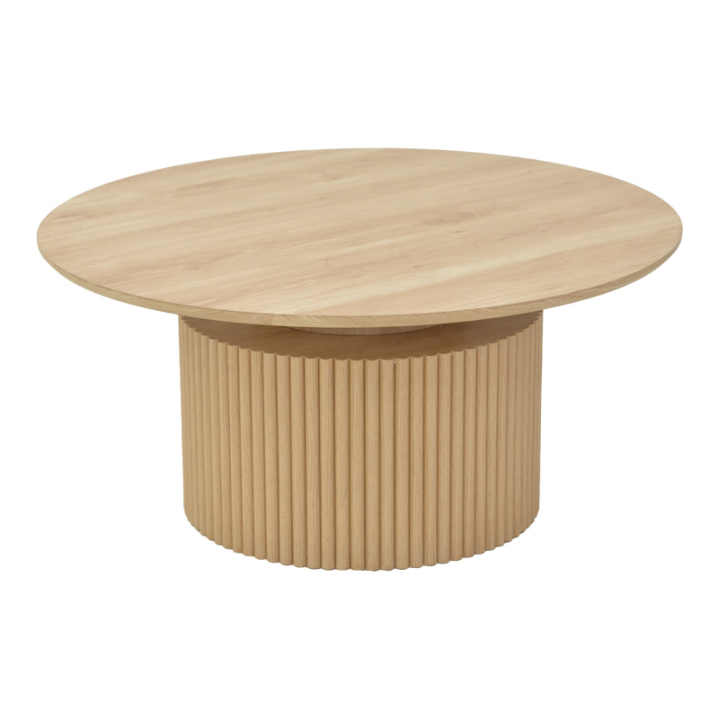 Tavolinë kafeje Opols pakoworld mdf në nuancë natyrale Φ90x42cm