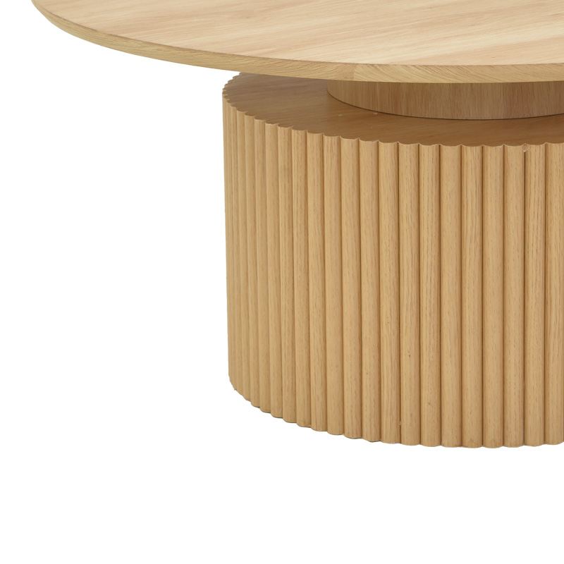 Tavolinë kafeje Opols pakoworld mdf në nuancë natyrale Φ90x42cm