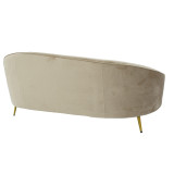 Divan 3 vendesh Amora pakoworld në kadife bezhë - metal i artë 180x81x77cm