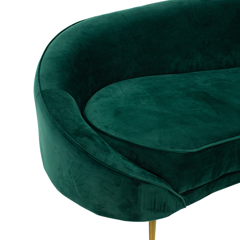 Divan 3 vendesh Amora pakoworld kadife jeshile e errët - metal i artë 180x81x77cm