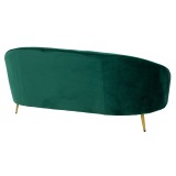 Divan 3 vendesh Amora pakoworld kadife jeshile e errët - metal i artë 180x81x77cm