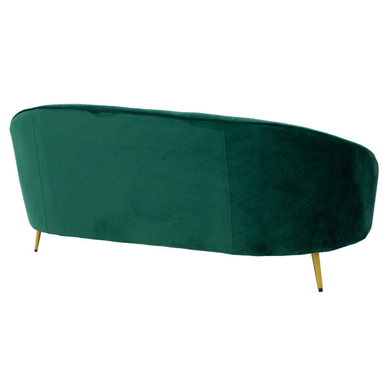 Divan 3 vendesh Amora pakoworld kadife jeshile e errët - metal i artë 180x81x77cm