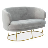 Divan 2 vendesh Rony pakoworld kadife gri - metal i artë 132x82x83cm