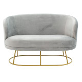 Divan 2 vendesh Rony pakoworld kadife gri - metal i artë 132x82x83cm