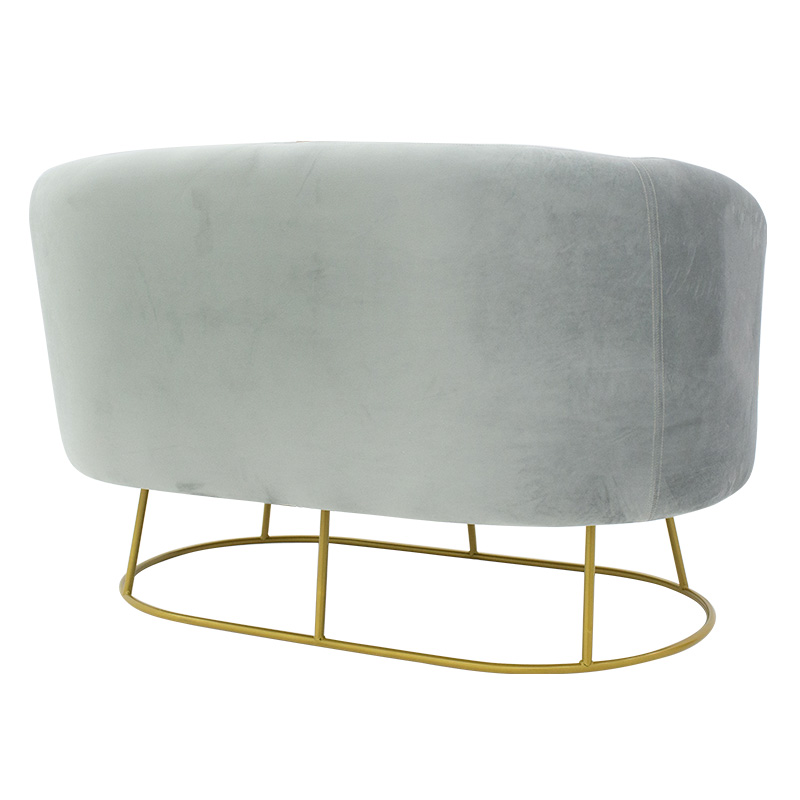 Divan 2 vendesh Rony pakoworld kadife gri - metal i artë 132x82x83cm