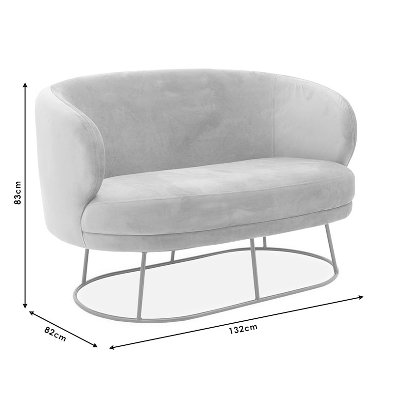 Divan 2-vendësh Rony pakoworld në kadife ngjyrë molle të kalbur - metal i artë 132x82x83cm