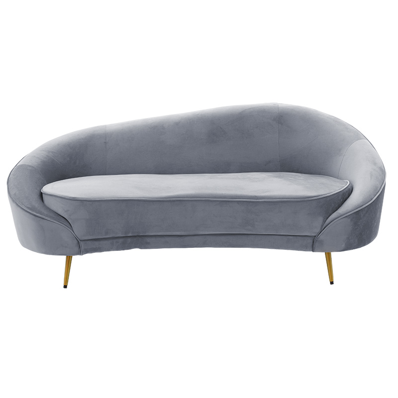 Divan 3-vendësh Amora pakoworld kadife gri e errët - metal i artë 180x81x77cm