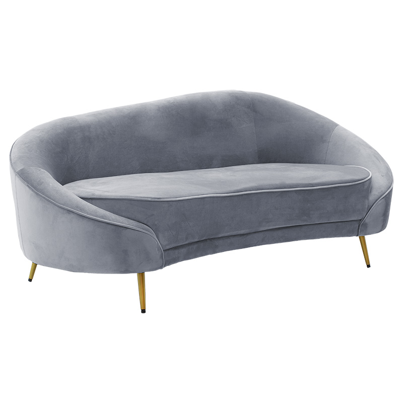 Divan 3-vendësh Amora pakoworld kadife gri e errët - metal i artë 180x81x77cm