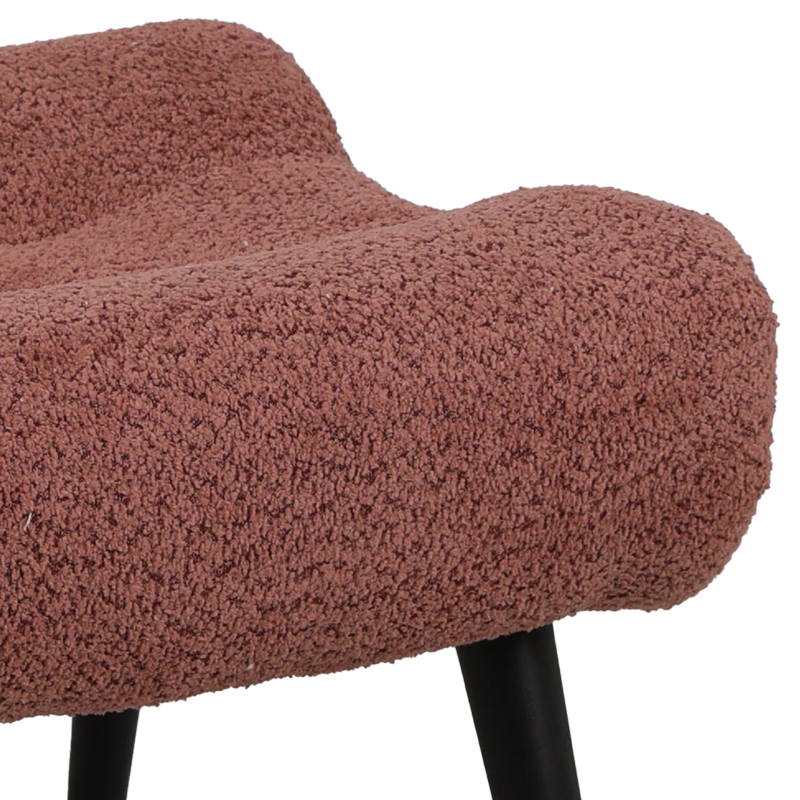 Stol Silla pakoworld - tabure me pëlhurë boucle në ngjyrë rozë pluhur 68x58x40cm