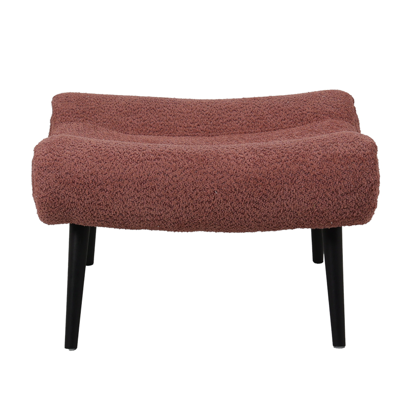 Stol Silla pakoworld - tabure me pëlhurë boucle në ngjyrë rozë pluhur 68x58x40cm
