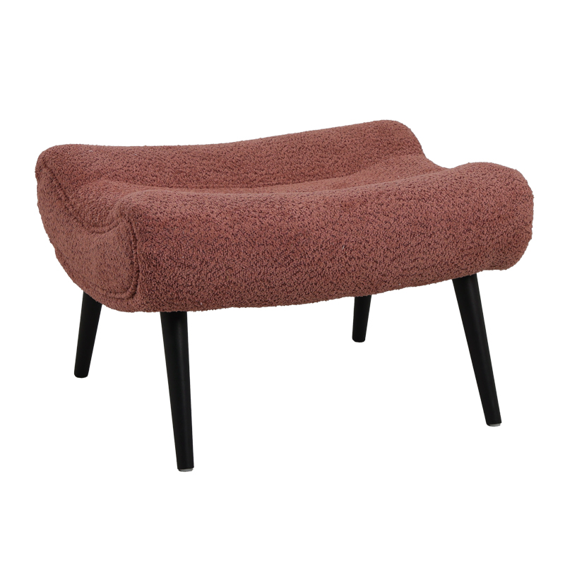 Stol Silla pakoworld - tabure me pëlhurë boucle në ngjyrë rozë pluhur 68x58x40cm
