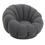 Nester pakoworld fotel rrotullues pëlhurë boucle në ngjyrë gri të errët 98x97x69cm