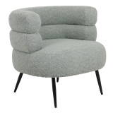Kolltuk Foleja pakoworld pëlhurë boucle në ngjyrë jeshile të çelur me këmbë metalike të zeza 76x75x72cm