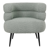Kolltuk Foleja pakoworld pëlhurë boucle në ngjyrë jeshile të çelur me këmbë metalike të zeza 76x75x72cm