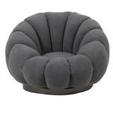 Fotel rrotullues Nester pakoworld me stol pëlhurë boucle në ngjyrë gri 98x97x69cm