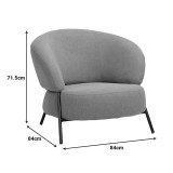 Fotel Jennie pakoworld me pëlhurë terrakote dhe këmbë metalike të zeza 84x84x71.5cm