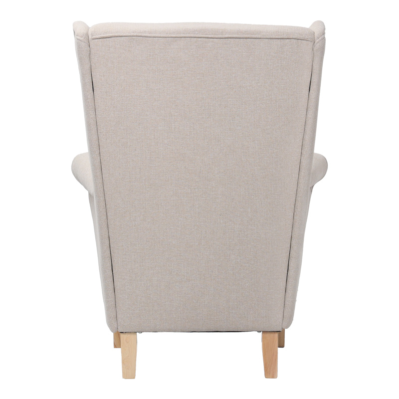 Fotel - bergère Malei pakoworld pëlhurë krem-këmbë druri 85x93x100cm