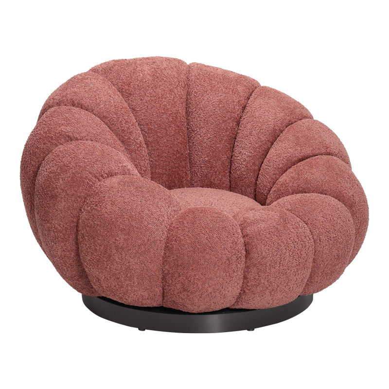 Fotel Nester pakoworld rrotullues me stol, pëlhurë boucle në ngjyrë molle të kalbur 98x97x69cm