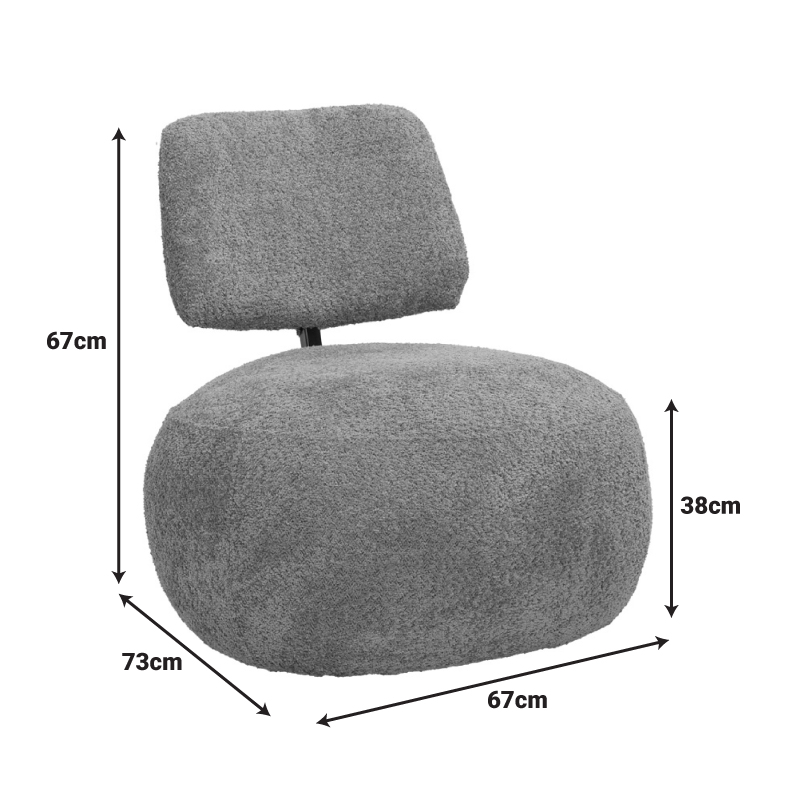 Fotel Stonie pakoworld me pëlhurë bouclé anthracite 67x73x67cm